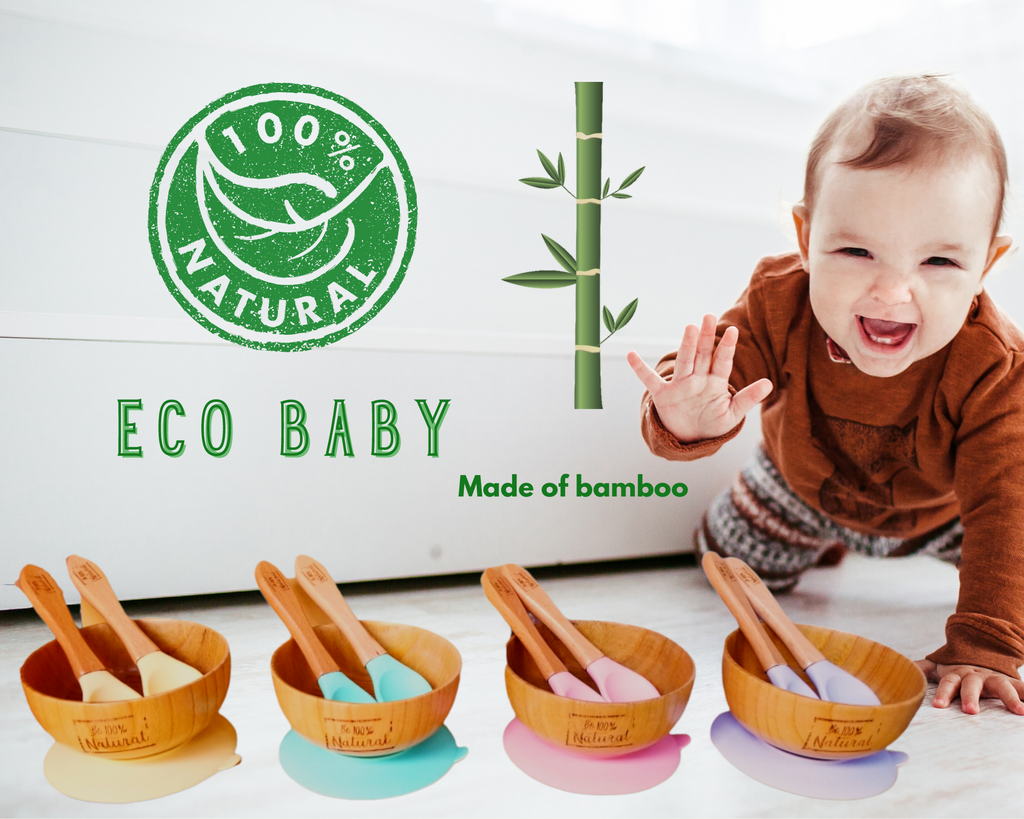 Bamboo baby & toodler set (3 pcs.) Ecofriendly and antimicrobial materials, excellent option for babies and toddlers.